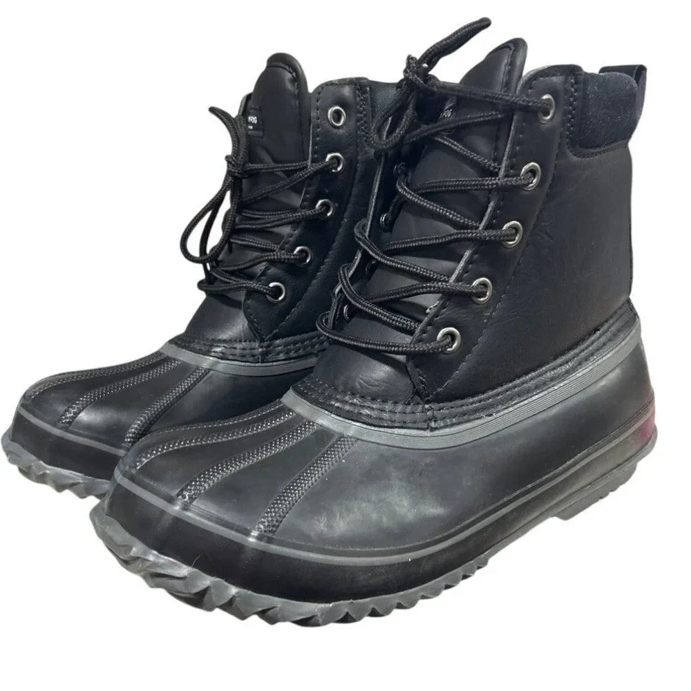 London Fog Mens Size 8 Black Aspen Thinsulate Lace up Waterproof Snow Boots